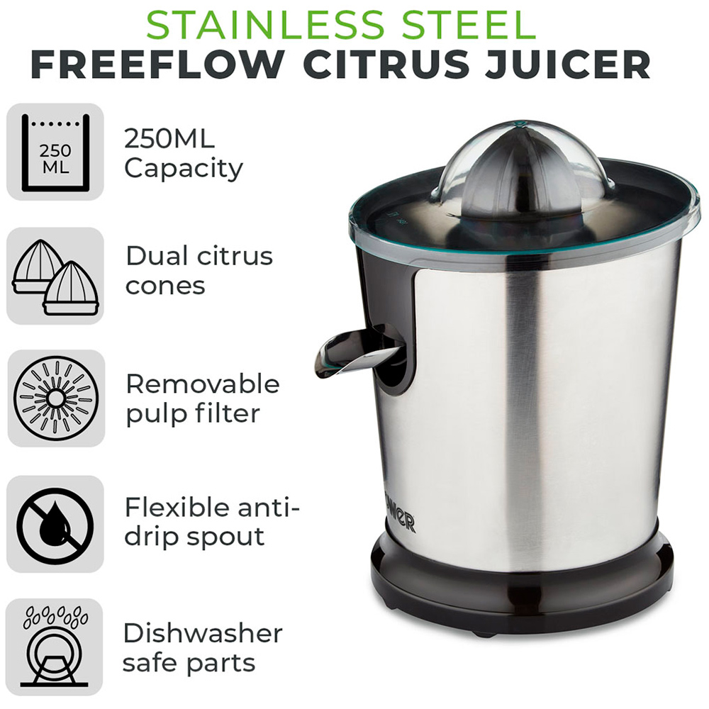 Tower Silver Citrus Juicer 85W Wilko