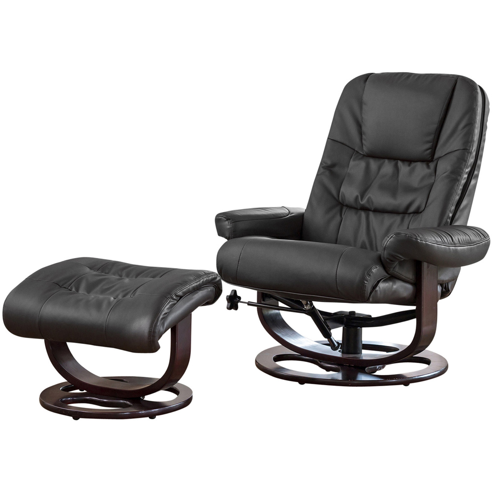 Artemis Home Burdell Black Massage and Heat Swivel Recliner Chair with Footstool Image 2