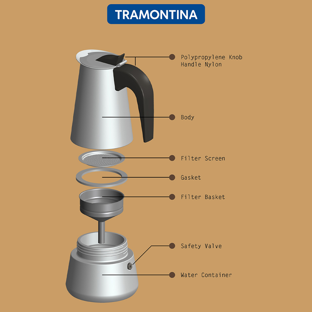 Tramontina Silver Italian Espresso Maker Image 4