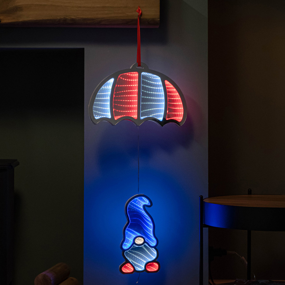 Premier Multicolour LED Light Up Parachuting Christmas Gonk Hanging Infinity Light Decoration 60cm Image 7