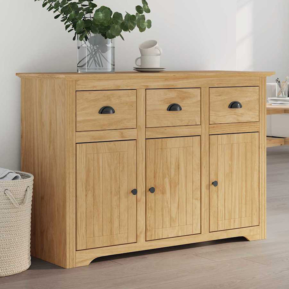 vidaXL Bodo 3 Door 3 Drawer Honey Brown Sideboard Image 1