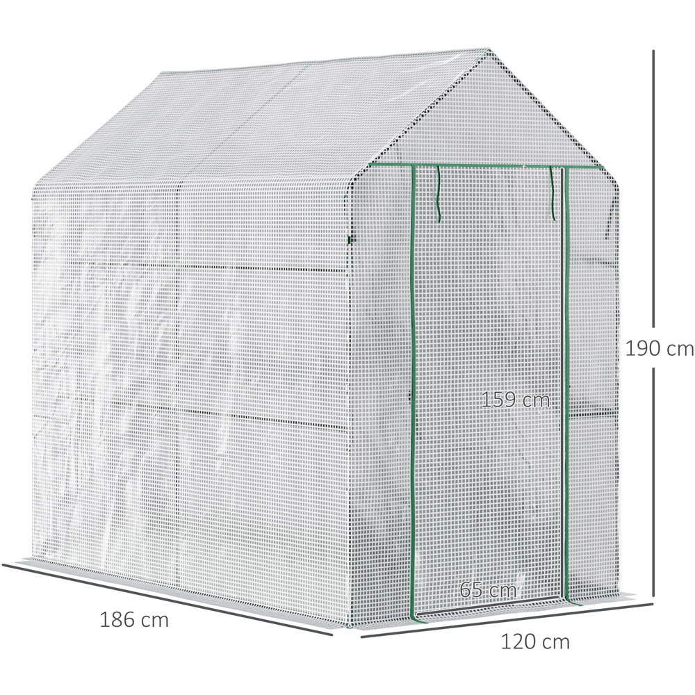 Outsunny White Plastic 6 x 4ft Walk-In Steeple Greenhouse Image 7