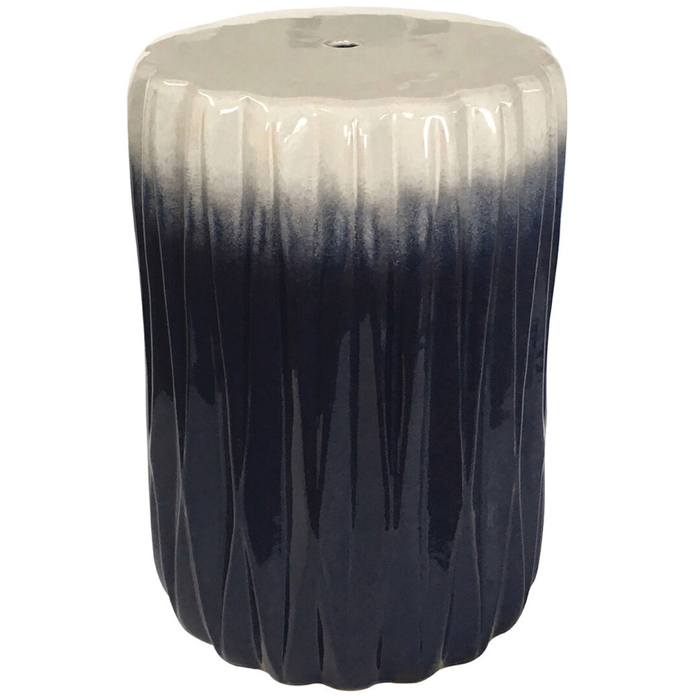 Premier Housewares Azul Ombre Blue and White Ceramic Side Table and Stool Image 2