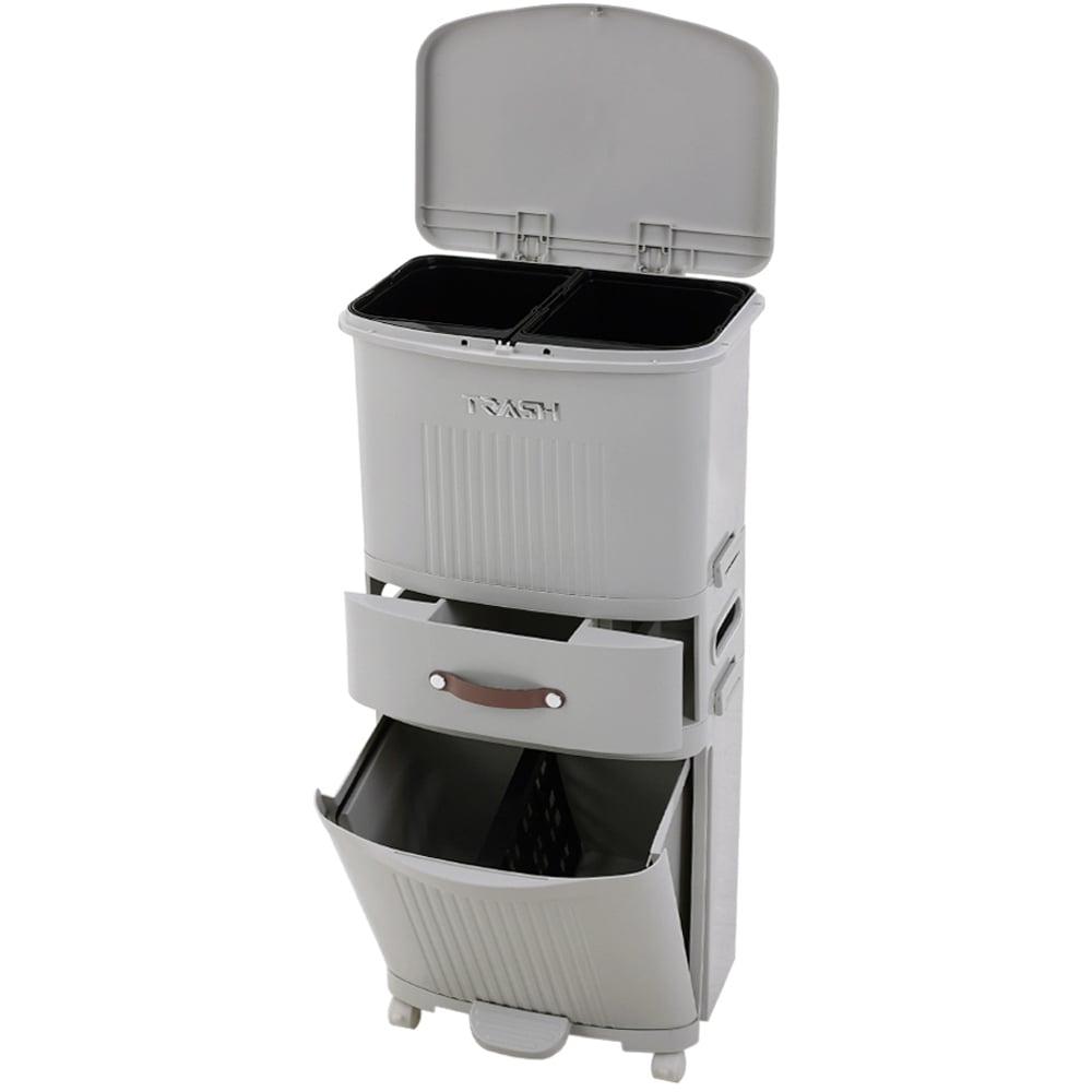 Living and Home 3 Tier Grey Dry Wet Dual Inner Bucket Trash Bin 45L Image 1