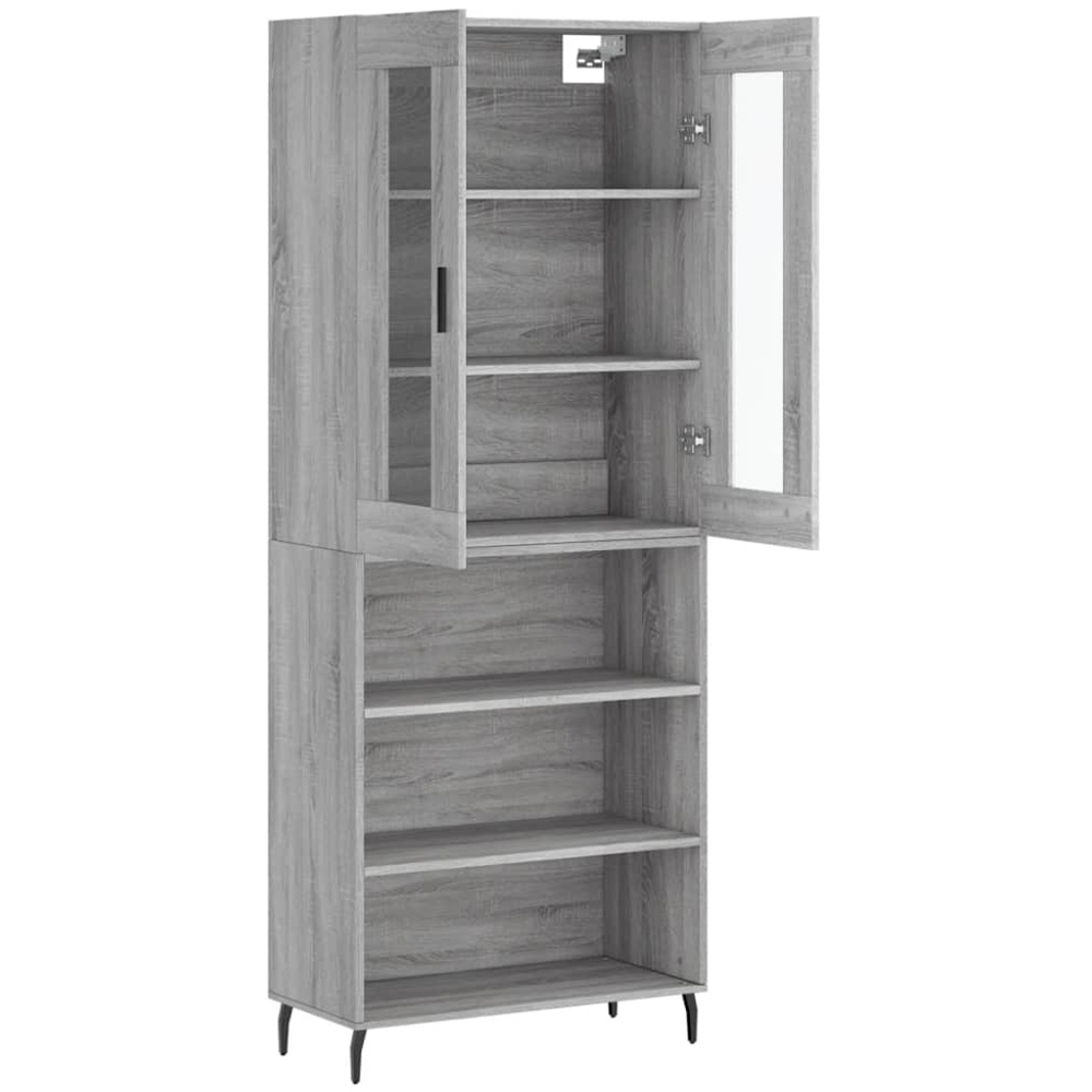 vidaXL 2 Door 3 Shelf Concrete Grey Wooden Highboard Image 4