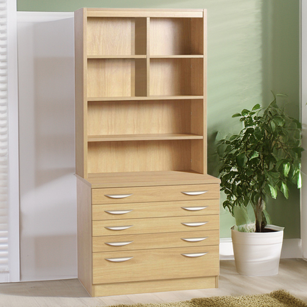 R White Cabinets 5 Drawer 6 Shelf A2 Plan Brown Chest of Drawers with Hutch Image 1