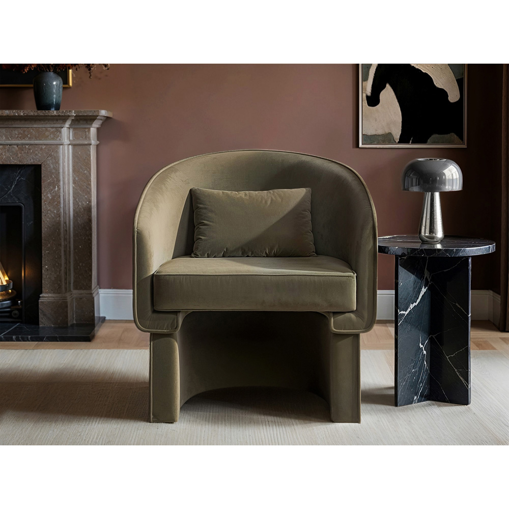 Solace+Co Lowen Khaki Velvet Accent Chair Image 4