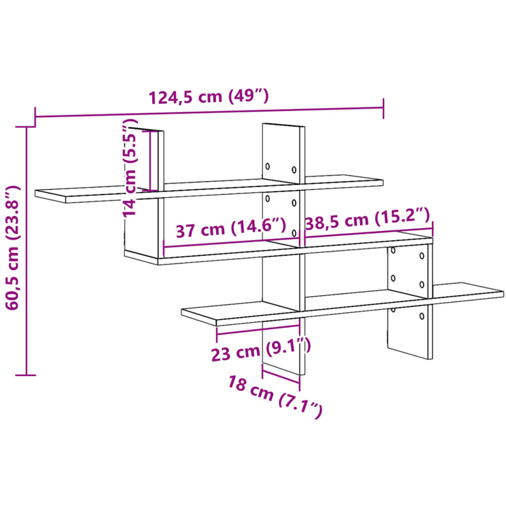 vidaXL 8 Shelf Concrete Grey Wall Shelf Image 9