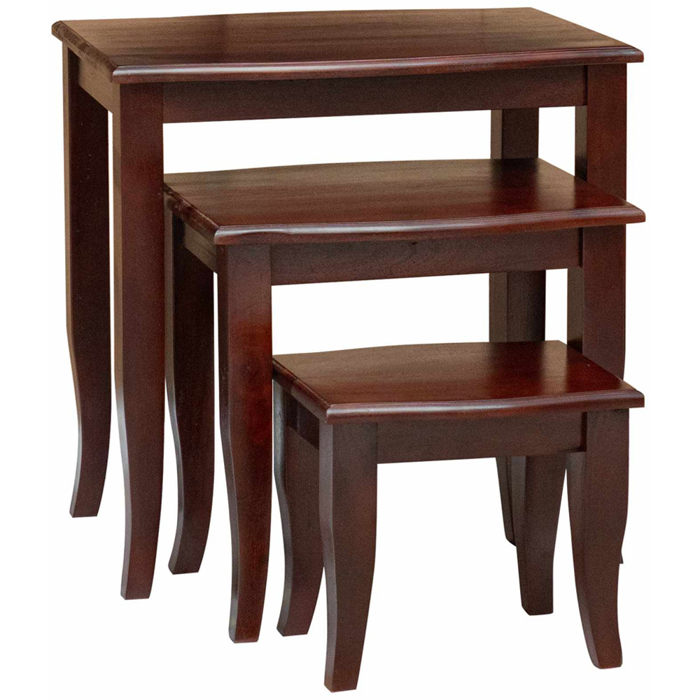 vidaXL Brown Solid Mahogany Wood Nest of Tables Set of 3 Image 6