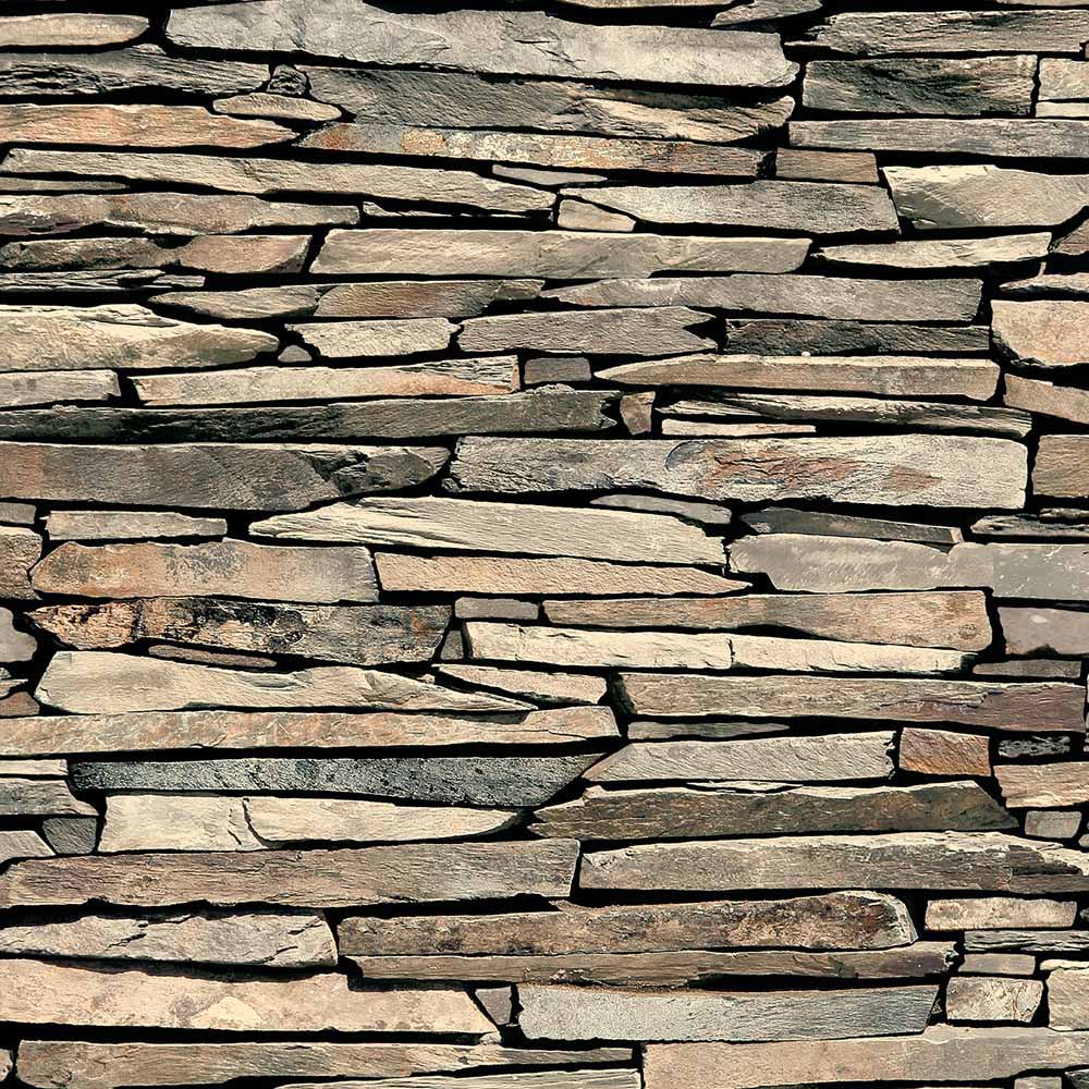 Muriva Stacked Slate Natural Wallpaper Image 1