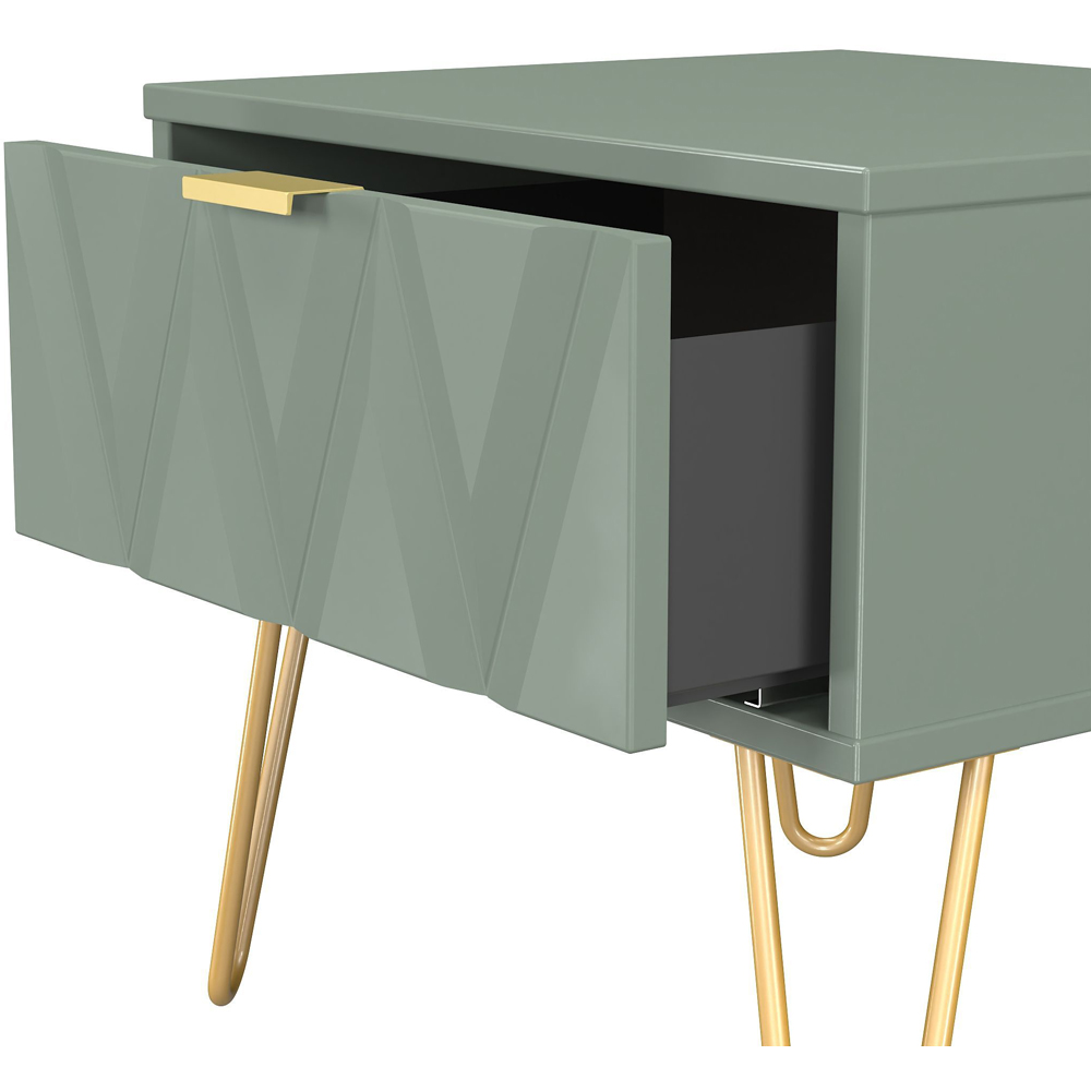 Crowndale Diamond Single Drawer Reed Green Side Table Ready Assembled Image 6