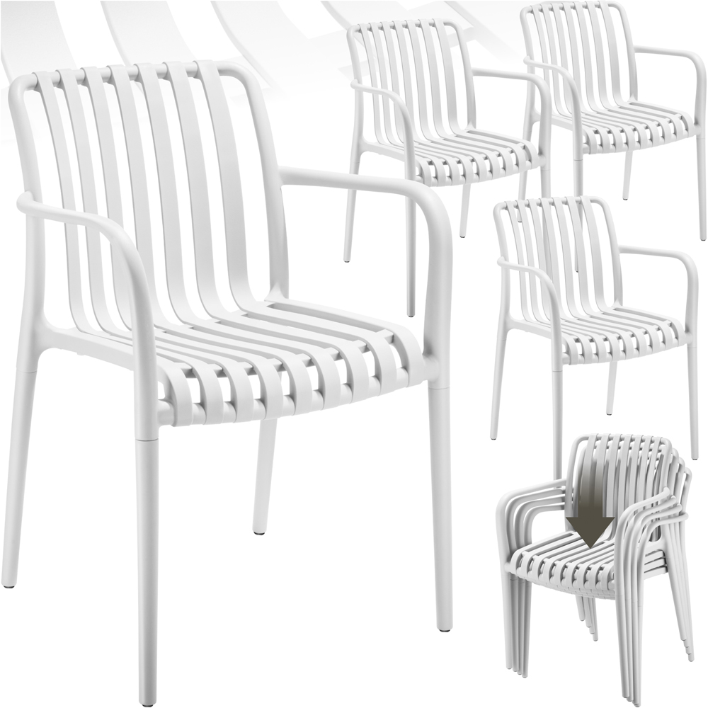 tectake Alcudia Set of 4 White Garden Chair Image 2
