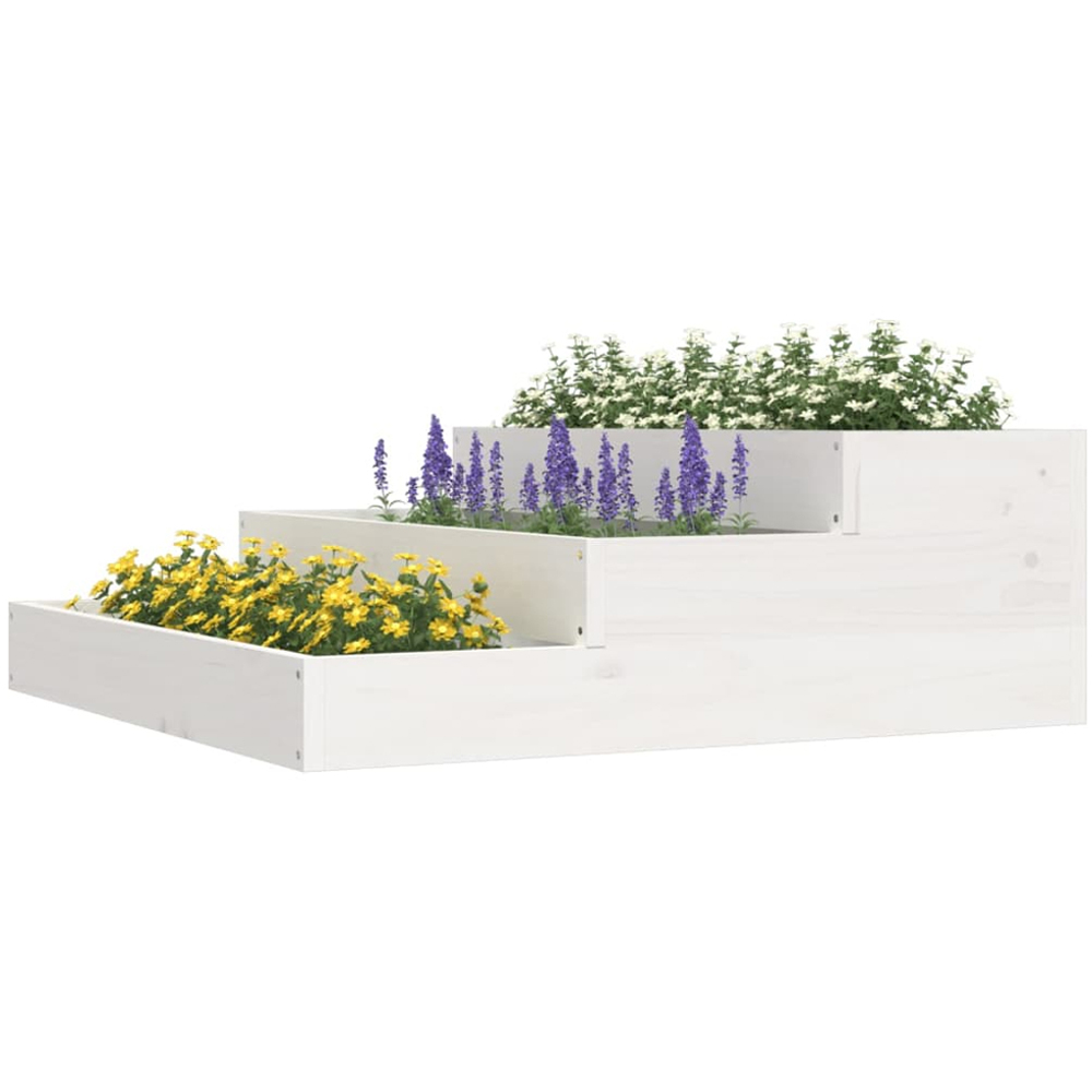 vidaXL White Solid Pine Wood Garden Planter 78 x 78 x 27cm Image 2