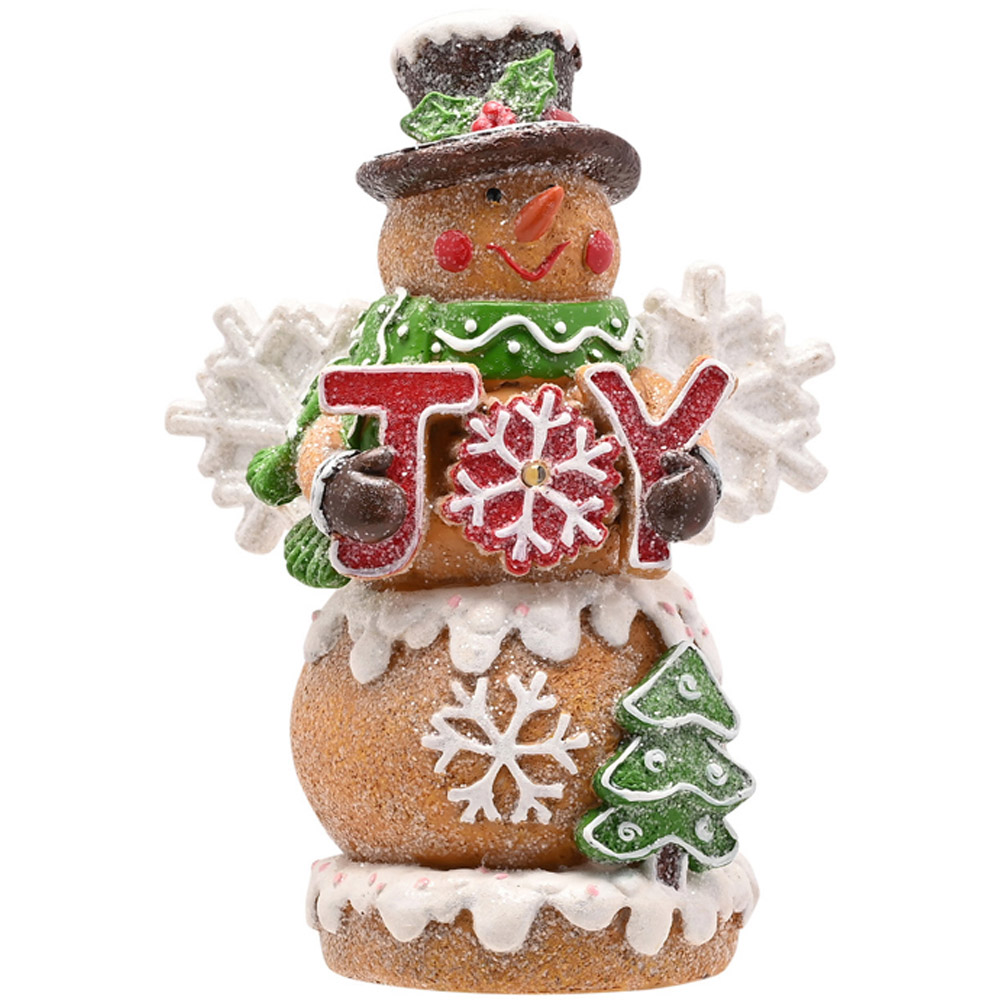 The Seasonal Gift Co. Santa and Friends JOY Icing Snowman LED Christmas Decoration 21cm Image 1