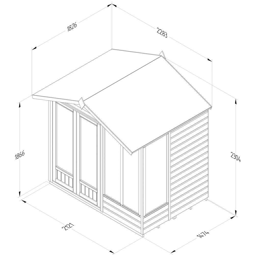 Forest Garden 7 x 5ft Beckwood Double Door 4 Window Apex Summerhouse Image 9