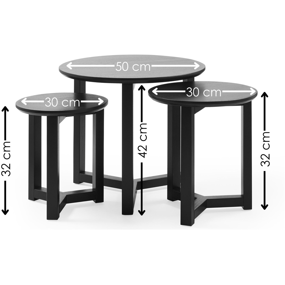 Julian Bowen Nidri Black Oak Nest of Tables Set of 3 Image 9