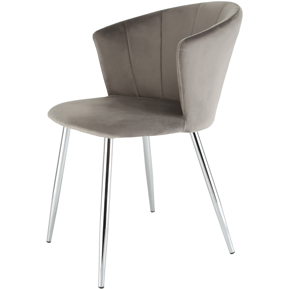 Ella Dining Accent Chair Velvet Upholstery - Grey (Silver Legs) Image 2