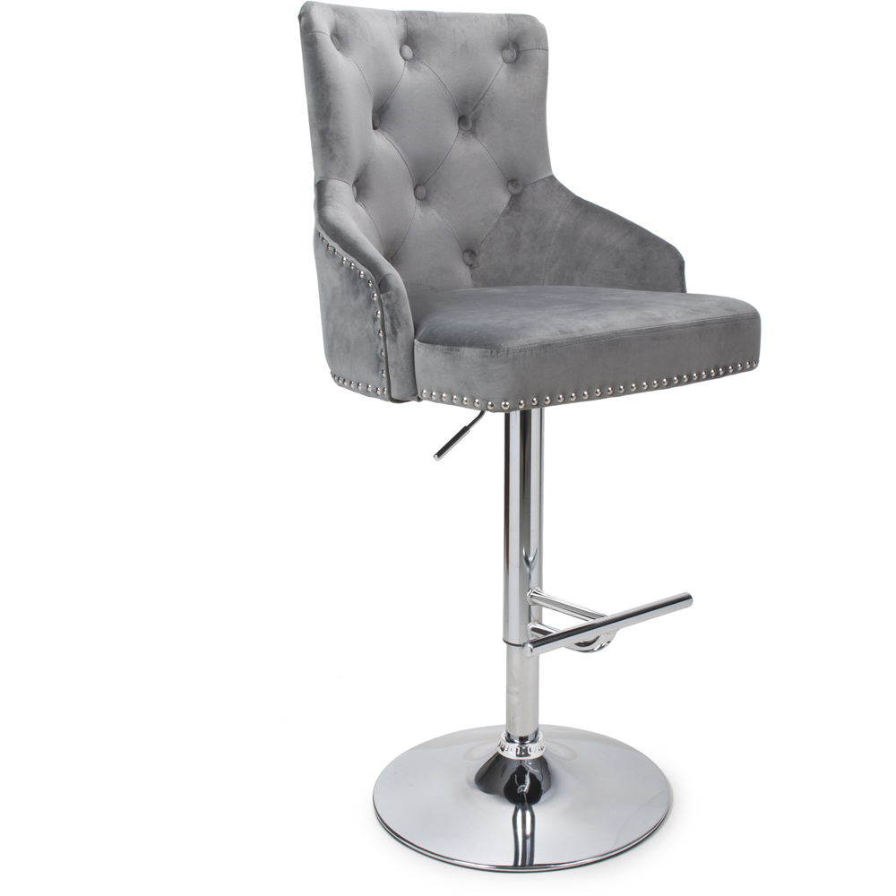 Rocco Grey Brushed Velvet Bar Stool Image 2