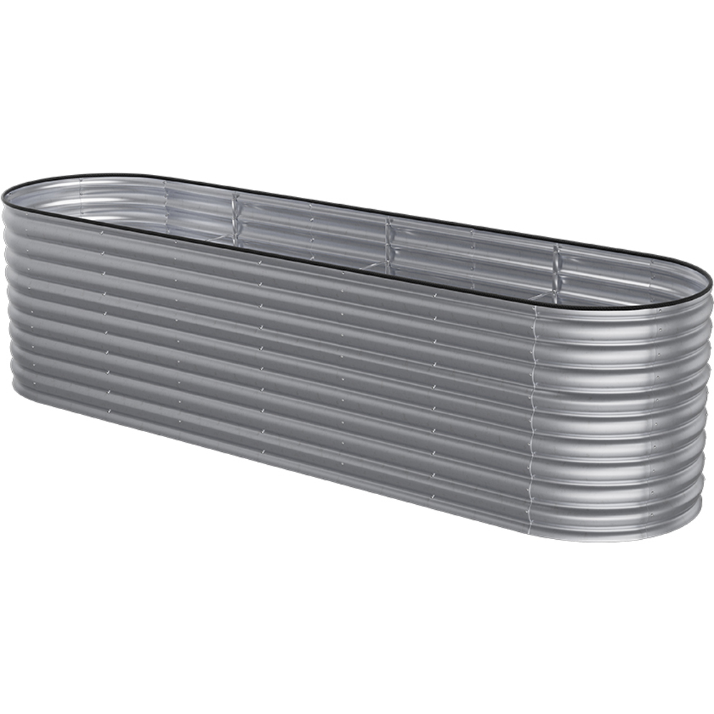 Living and Home Silver Oval Galvanised Steel Raised Garden Bed 320 x 80cm Image 1