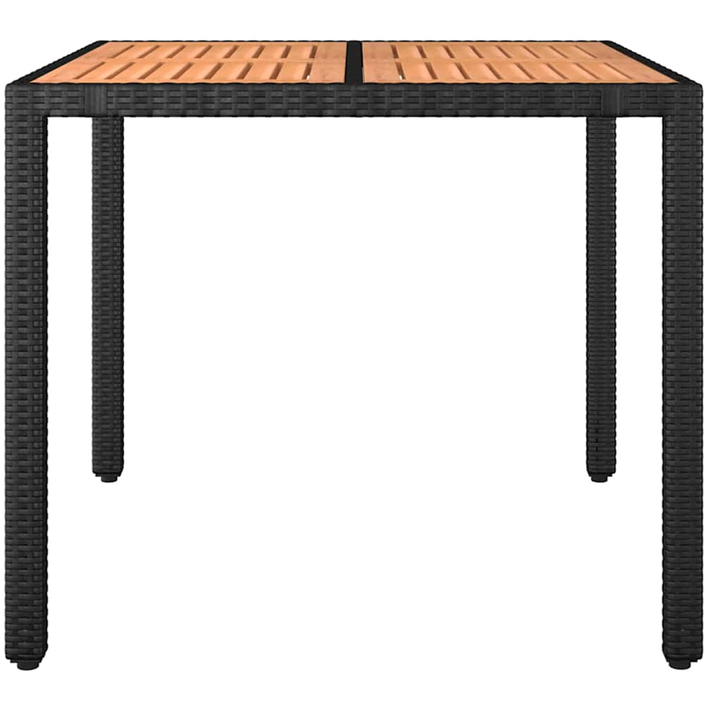 vidaXL 2 Seater Black Polyrattan and Wooden Tabletop Garden Table Image 3