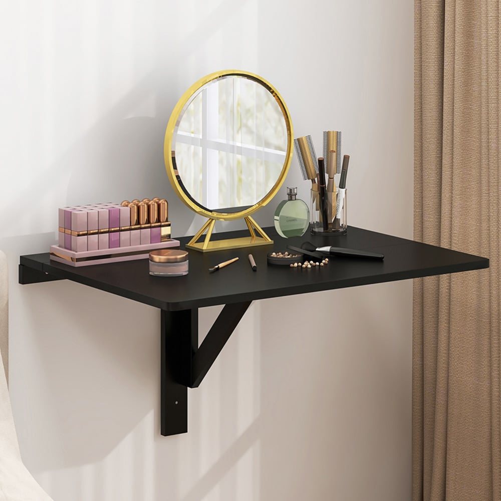 Costway Wall Mounted Folding Computer Desk Black Image 1