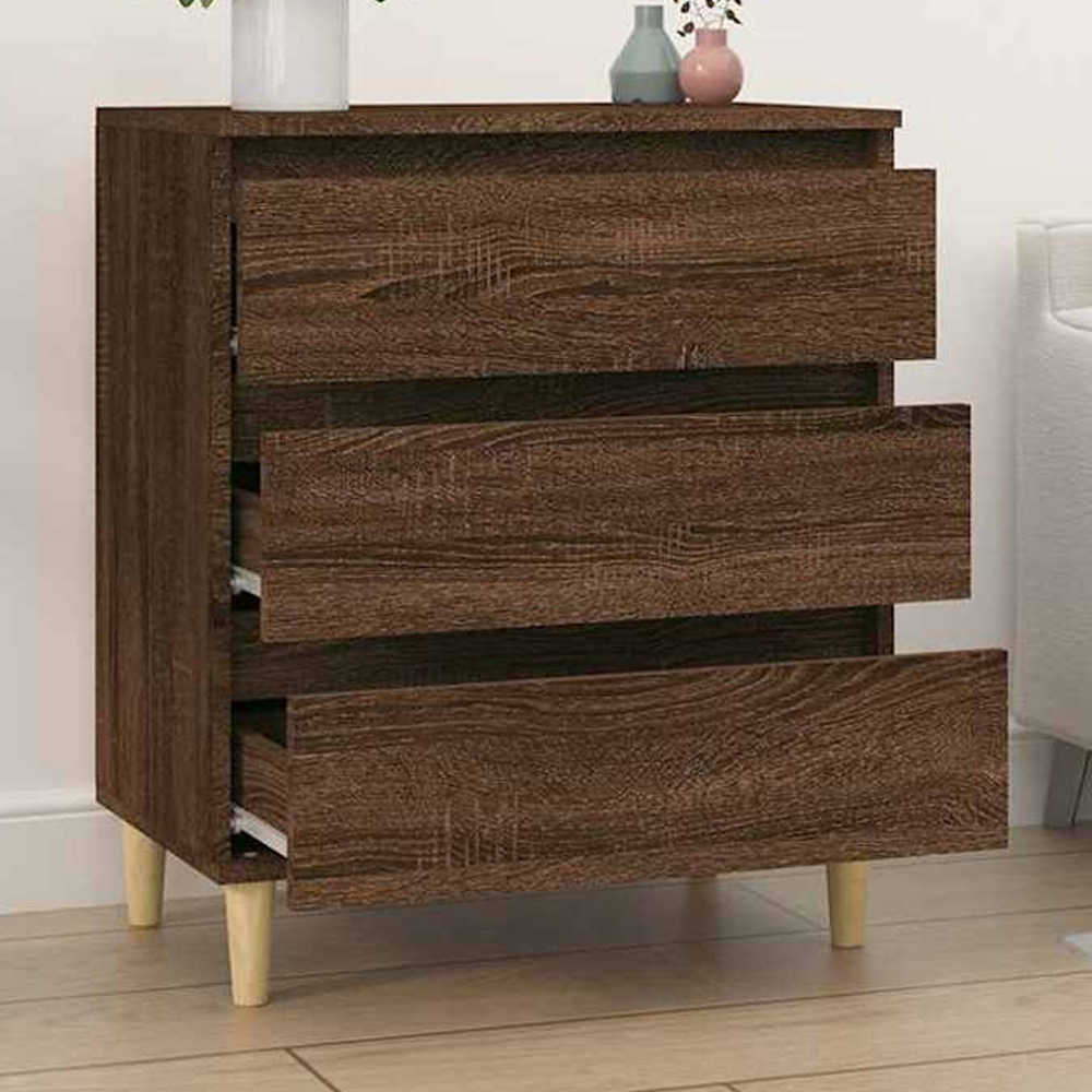 vidaXL 3 Drawer Brown Oak Sideboard Image 1