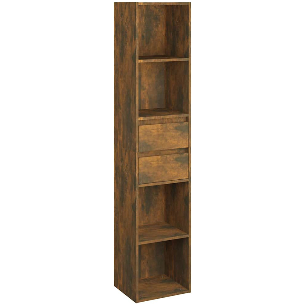 vidaXL 2 Drawer 4 Shelf Smoked Oak Bookcase Image 2