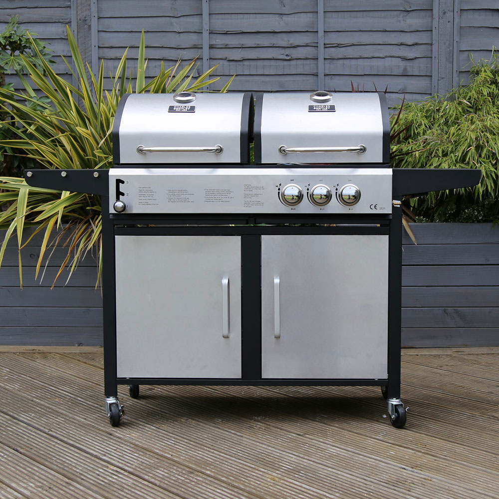 Charles Bentley 2+1 Dual Fuel BBQ Stainless Steel Image 5