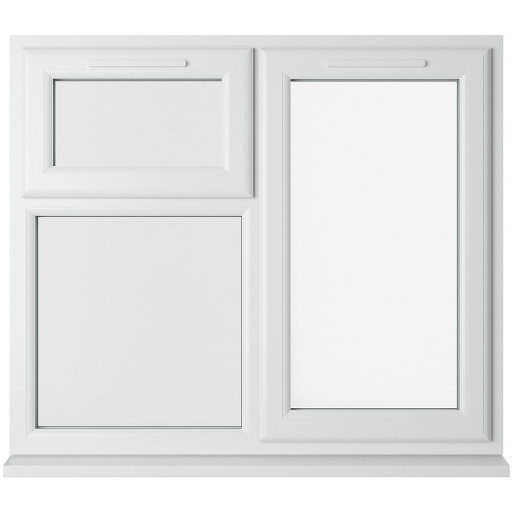Crystal uPVC Triple Glazed Window RH Side Hung and Top Opener White Clear Glass 1190x965mm Image 1