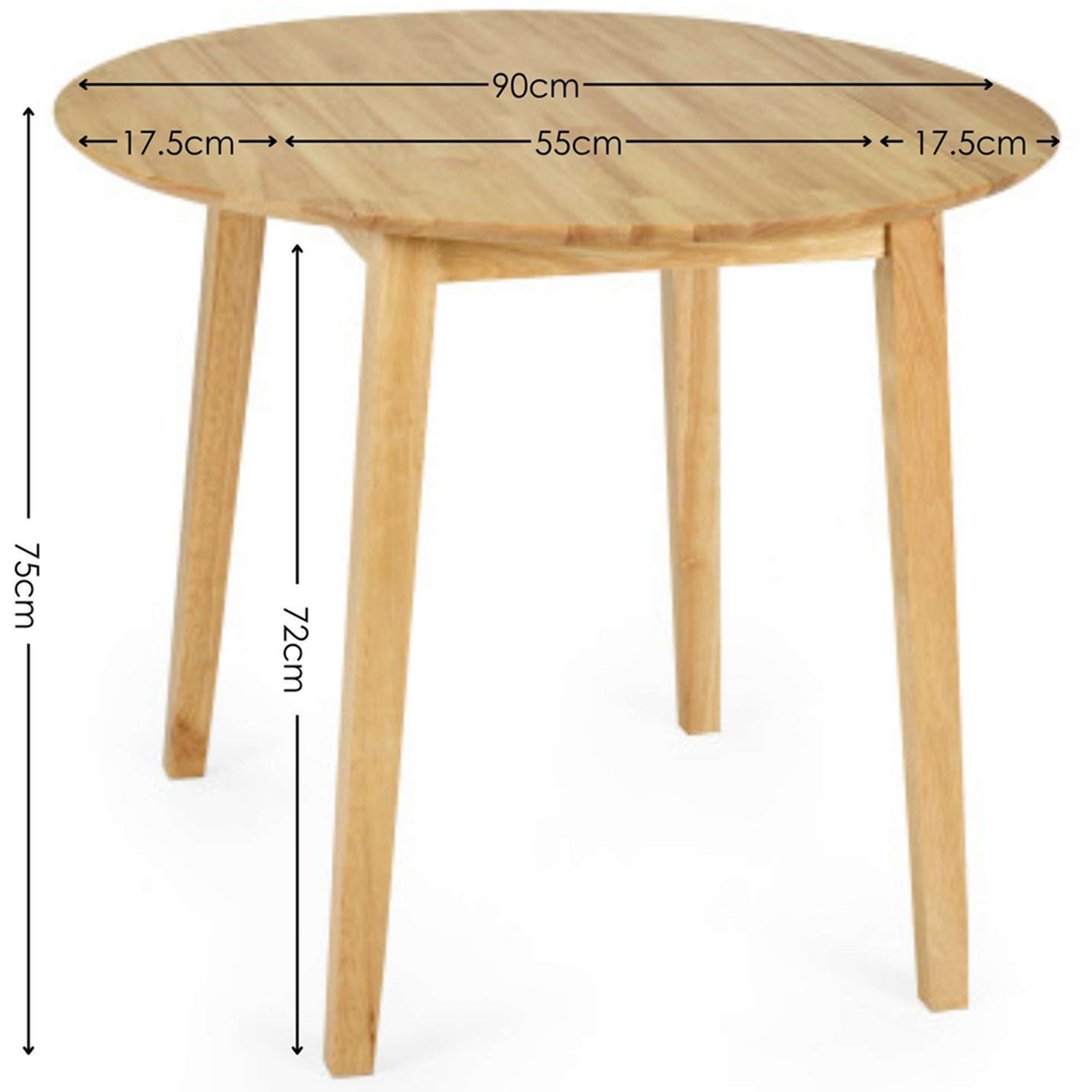Julian Bowen Coast 4 Seater Oak Effect Round Drop Leaf Dining Table Image 9