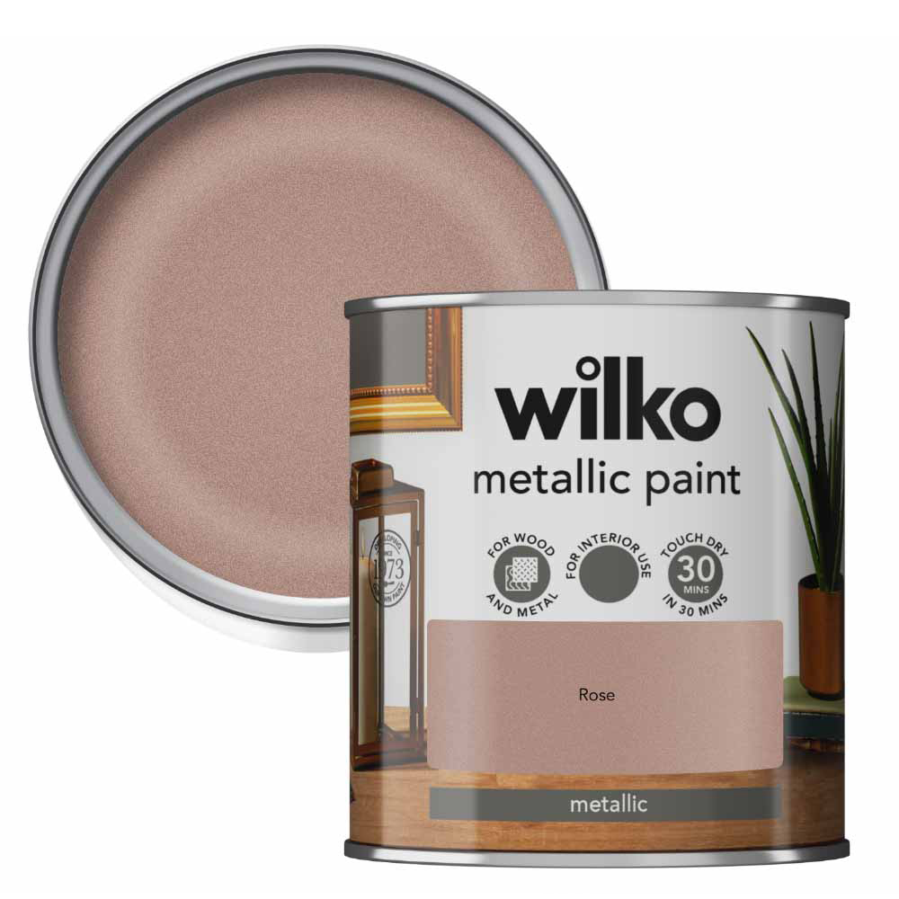 Wilko Wood and Metal Rose Metallic Paint 250ml Image 1