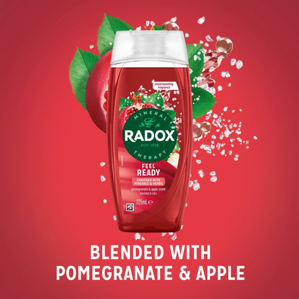 Radox Mineral Therapy Feel Ready Pomegranate and Apple Scent Shower Gel 225ml 6 Pack Image 5