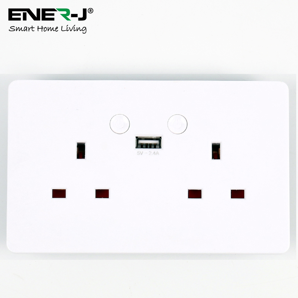 Ener-J White Smart Double Socket with USB Port Image 2