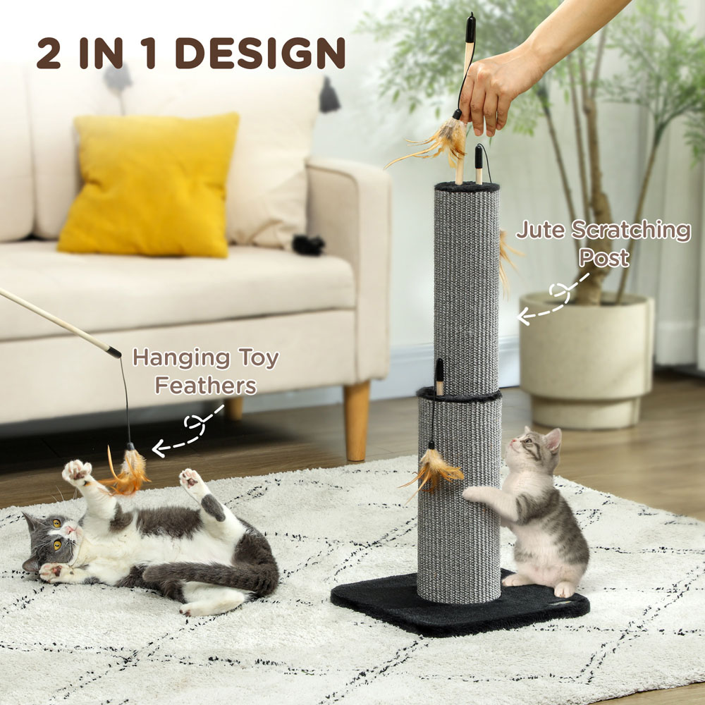 PawHut Black Tall Cat Scratching Post 78cm Image 4