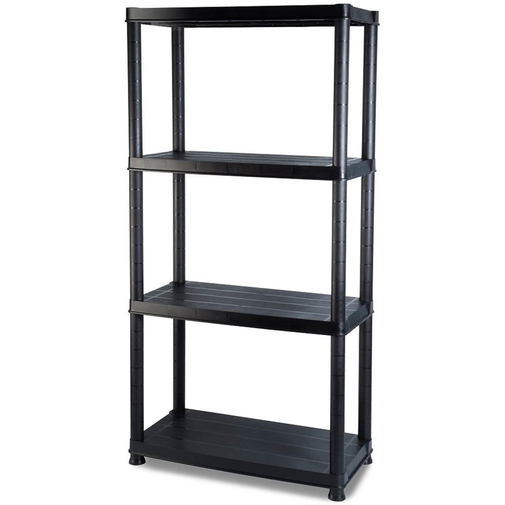ADDiS 4 Shelf Black Plastic Shelving Unit Image 1