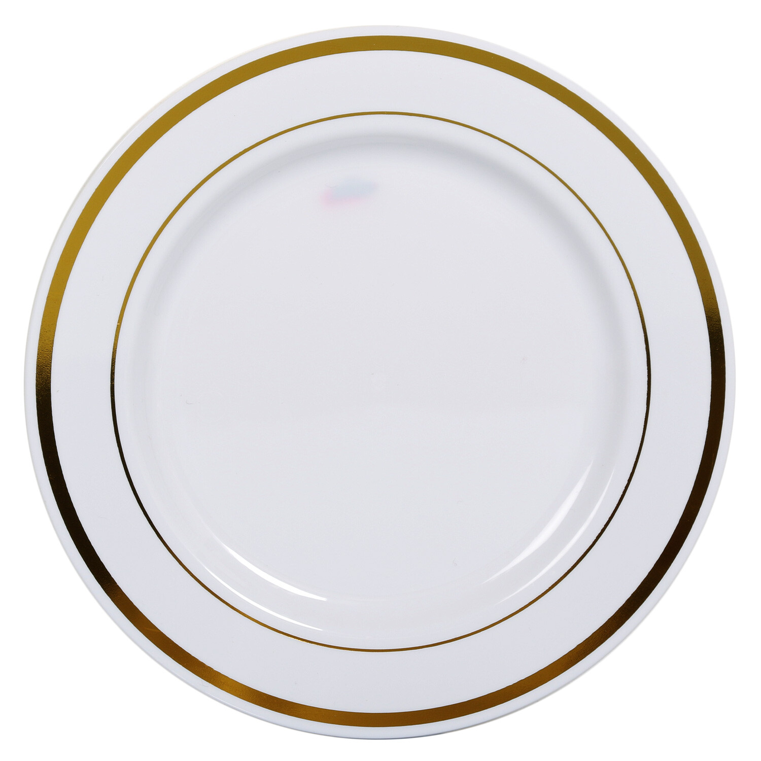 Pack of 8 Gold Rim Plastic Plates - Gold / 1.1cm Image 2