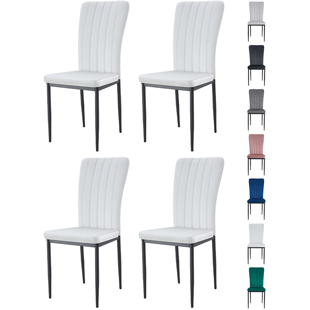 wilko Elle Set of 4 Beige Velvet Effect Plush Padded Upholstered Dining Chair Image 8