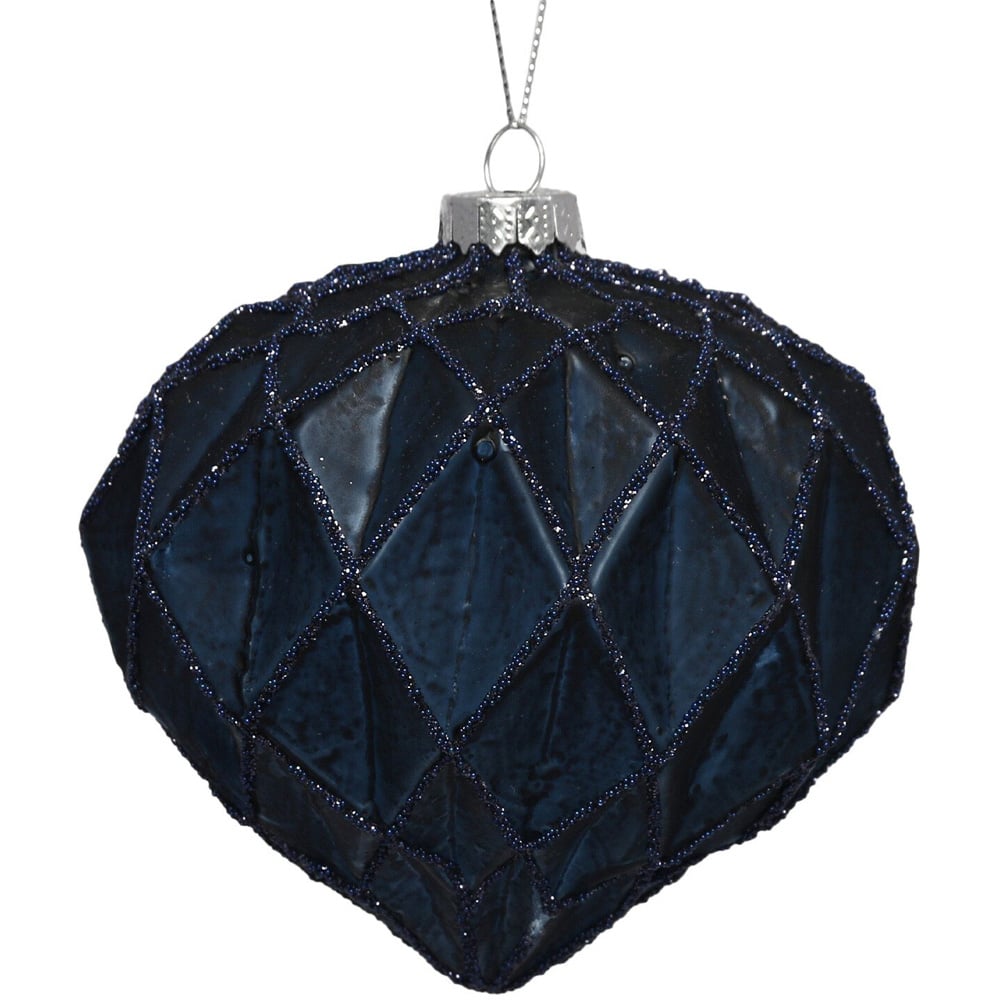 Midnight Fantasy Navy Geometric Christmas Bauble Image