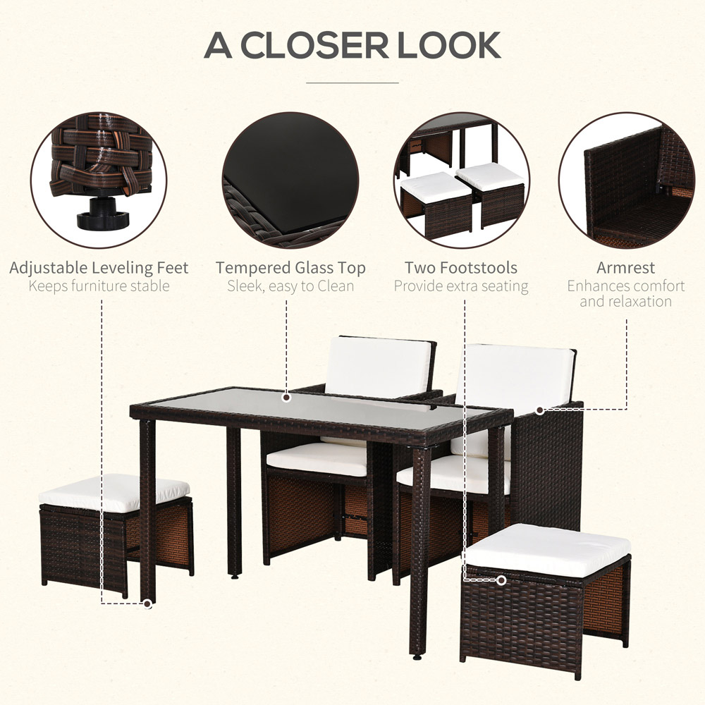 Outsunny Rattan 4 Seater Garden Dining Set Brown Image 5