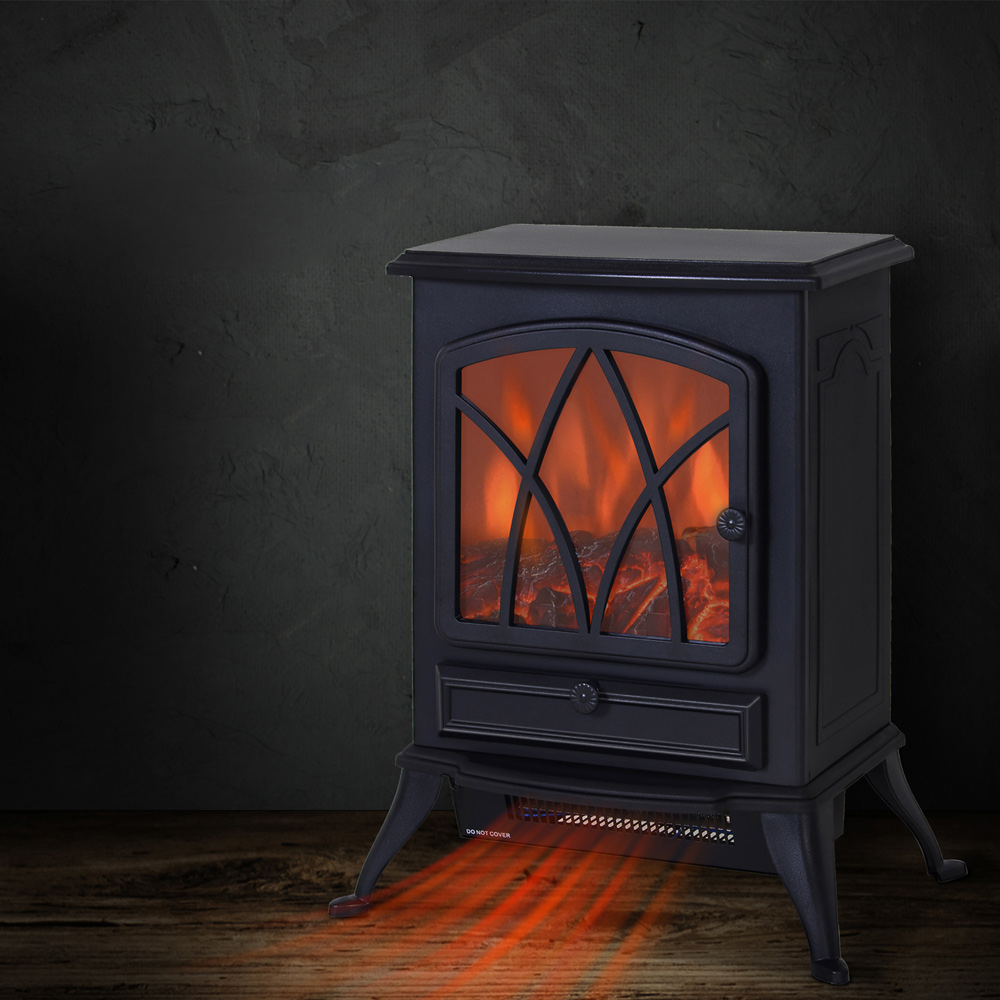HOMCOM Ava Electric Flame Log Burner Fireplace Heater Image 2