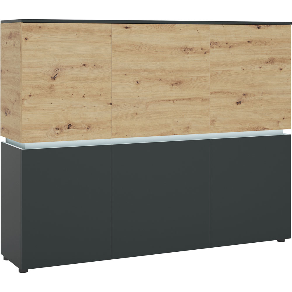 Florence Luci 6 Door Platinum and Oak Storage Cabinet with LED Lighting Image 2