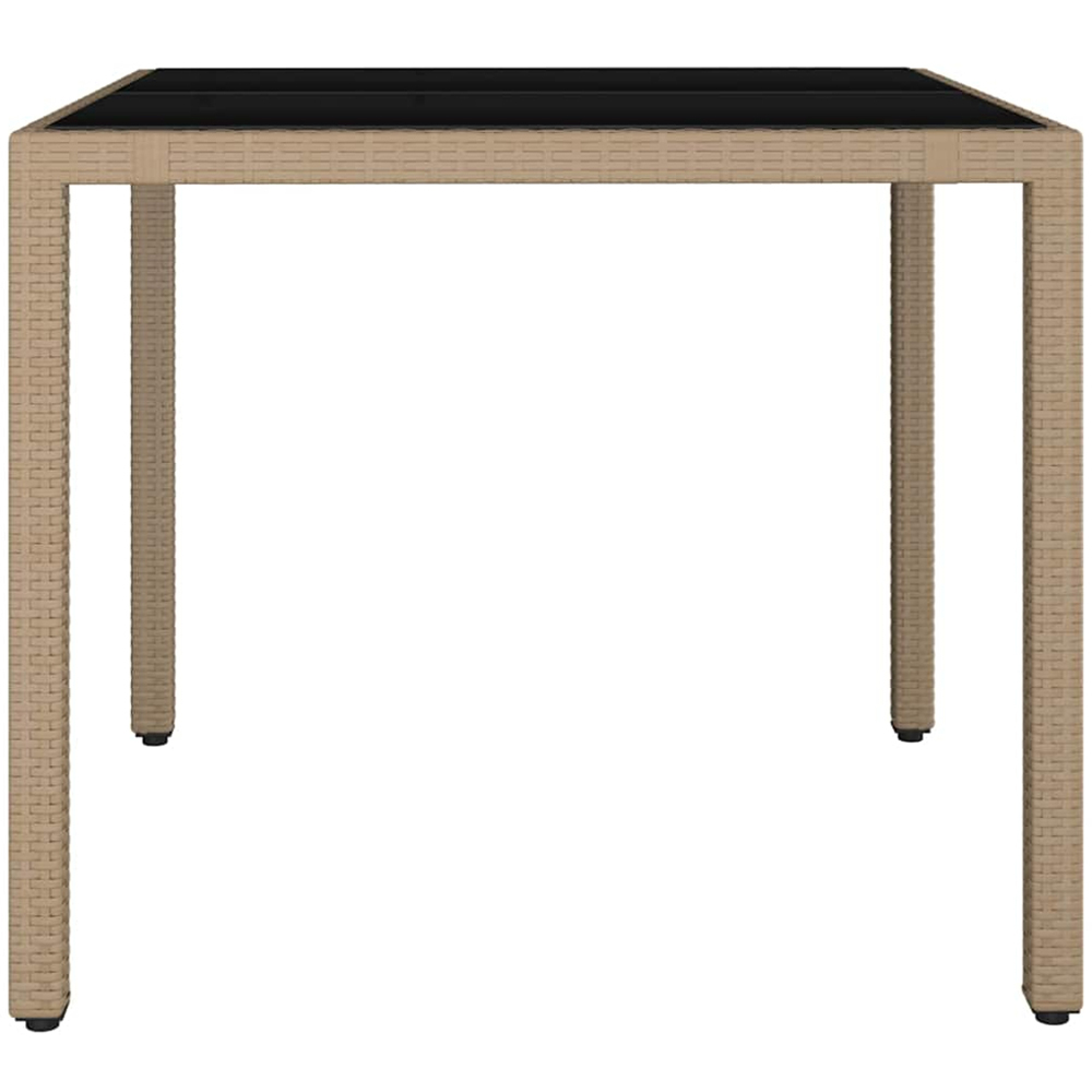 vidaXL 2 Seater Beige Polyrattan Tempered Glass Tabletop Garden Table Image 4