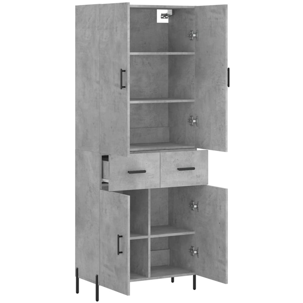 vidaXL 4 Door 2 Drawer Concrete Grey Highboard Image 4