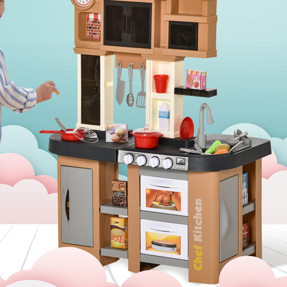HOMCOM Kids Kitchen Play Set with 58 Toy Accessories Image 3