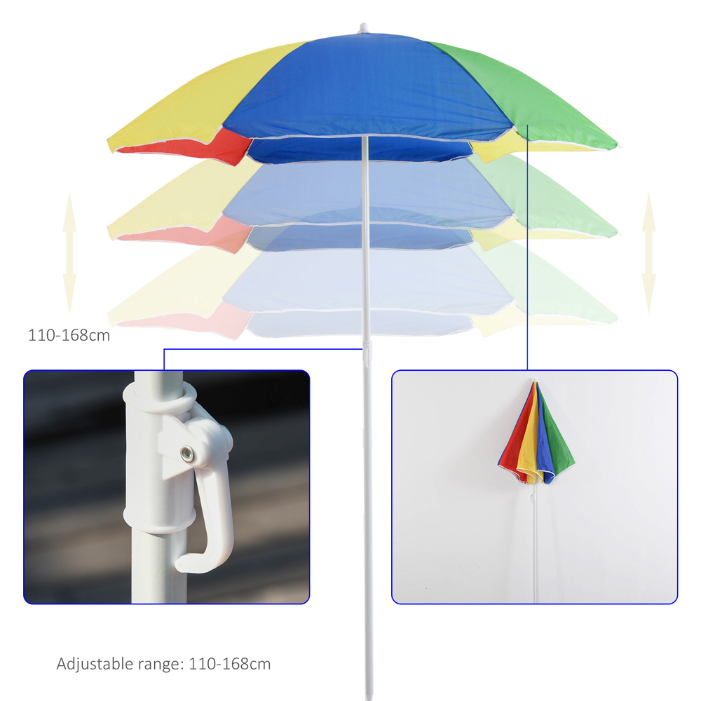 Kids Outdoor Picnic Table and Bench with Parasol Umbrella Rainbow Image 3