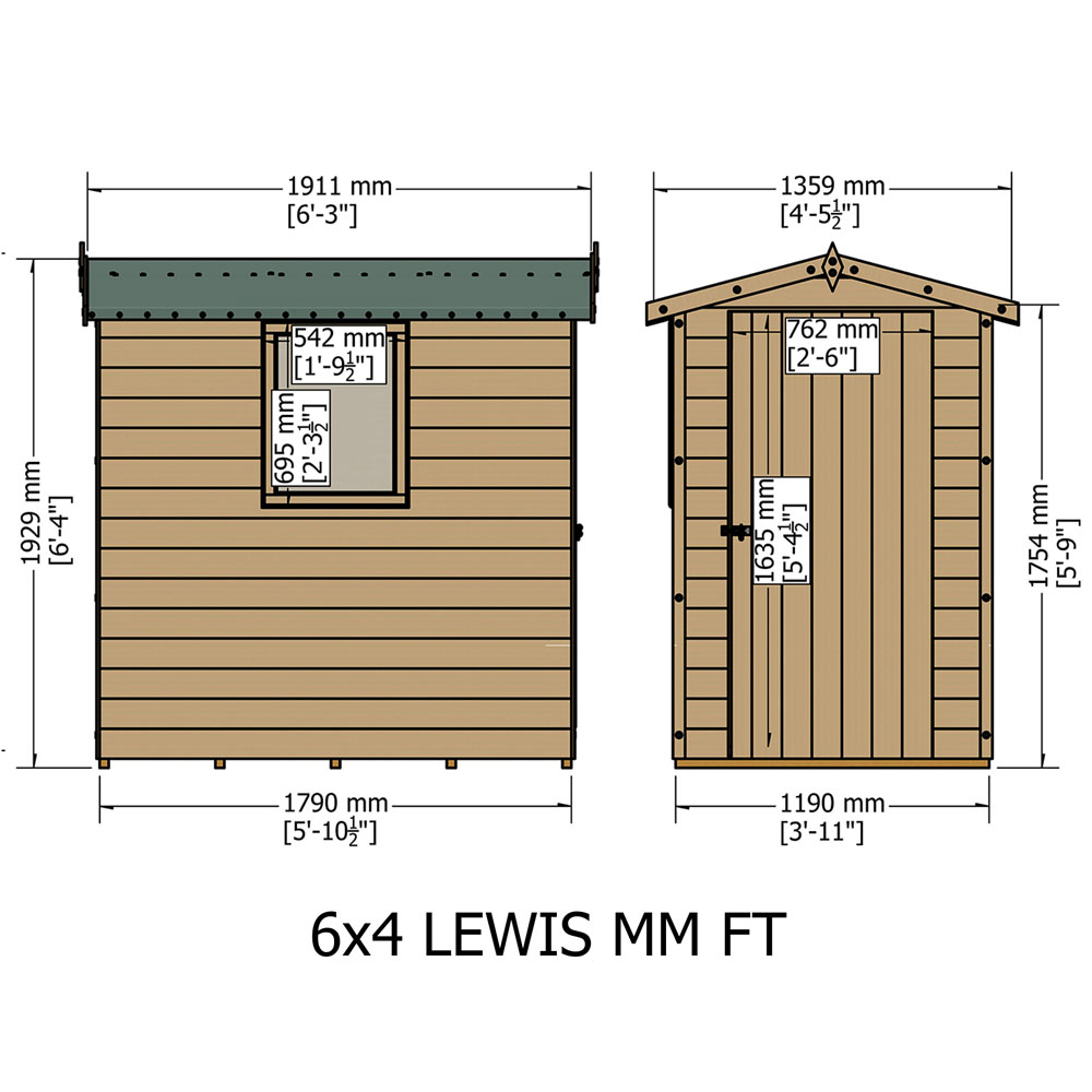 Shire Lewis 6 x 4ft Wooden Shiplap Apex Shed Image 5