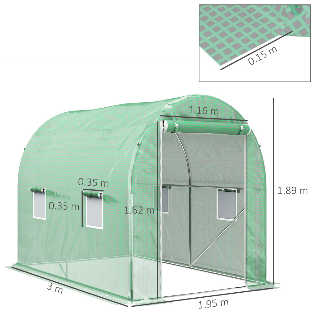 Outsunny 6.3 x 9.8ft Polytunnel Walk-in Grow Plant Steel Greenhouse Image 8