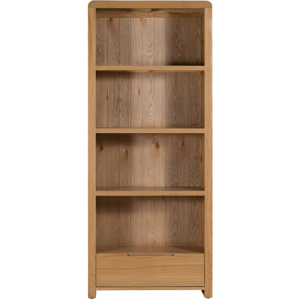 Julian Bowen Curve Single Drawer 4 Shelves Oak Tall Bookcase Image 3