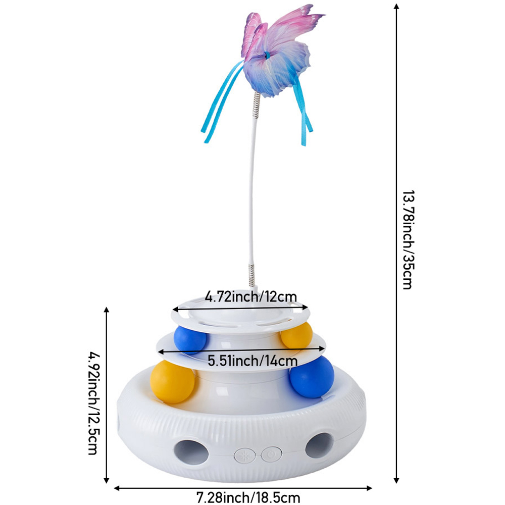 H&O Direct 3-in-1 Rechargeable Automatic Interactive Cat Toy with 2-Tier Track Ball Image 6