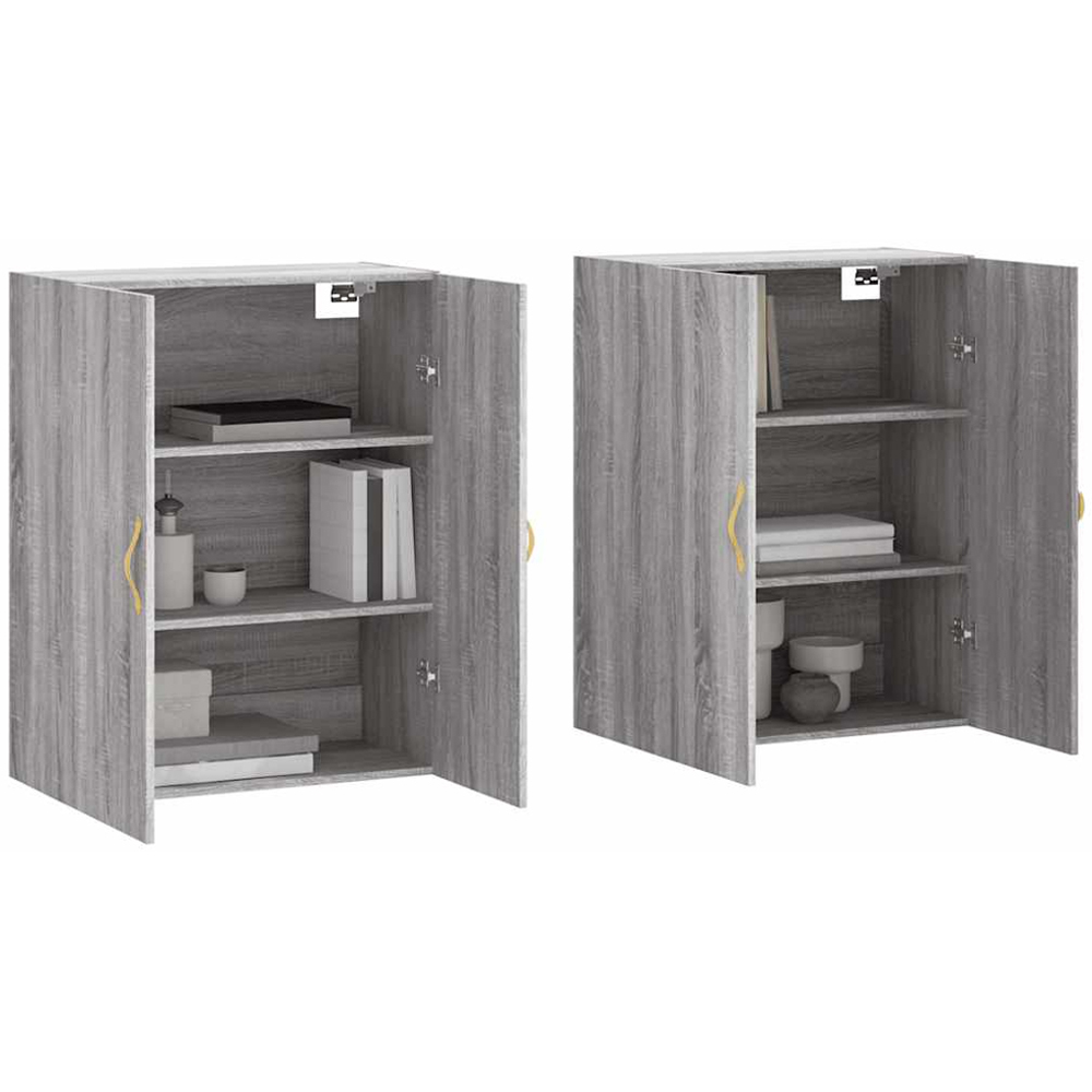 vidaXL 2 Door Grey Sonoma Wall Mounted Cabinet 2 Pack Image 3